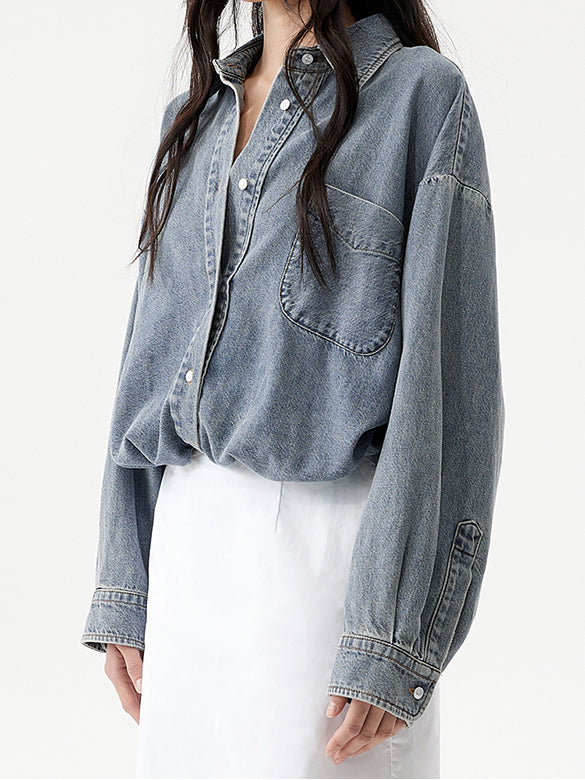 Waist Aperture Denim Shirt