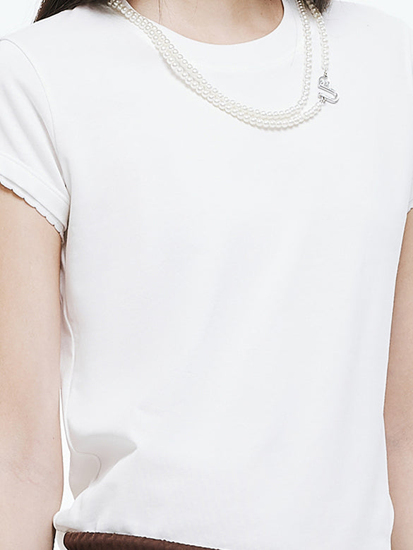 Pearl Neckless Combination T-shirt