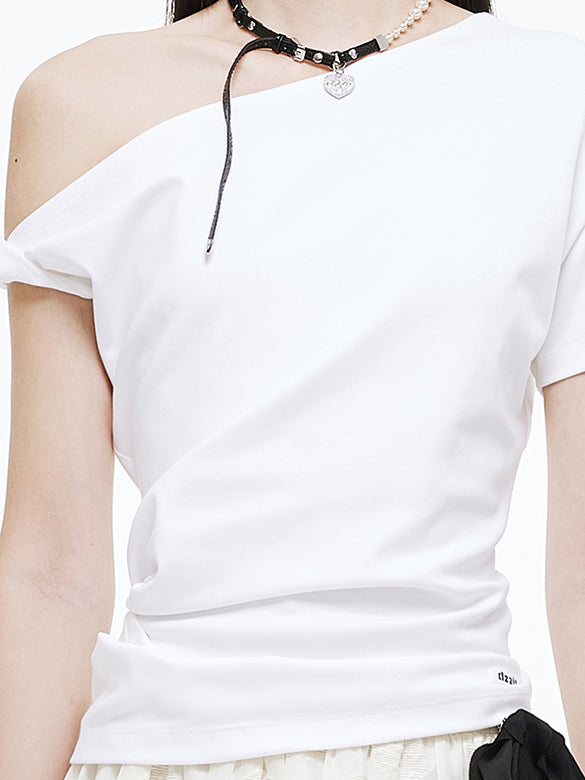 One-shoulder Design T-shirt