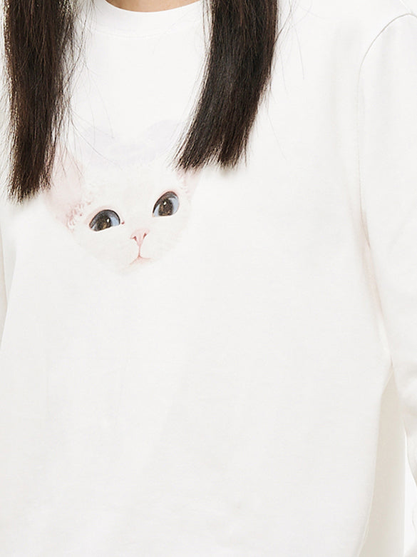 Cat Printed Long-sleeves T-shirt