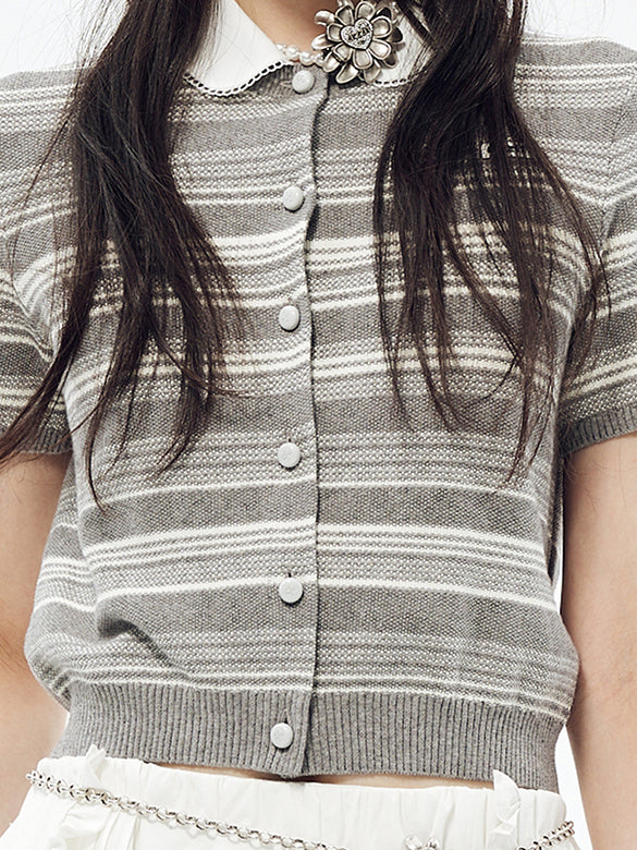 Random Pitch Stripe Polo Knit