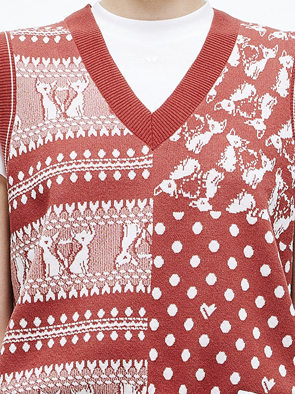 Mixed Pattern Knit Vest