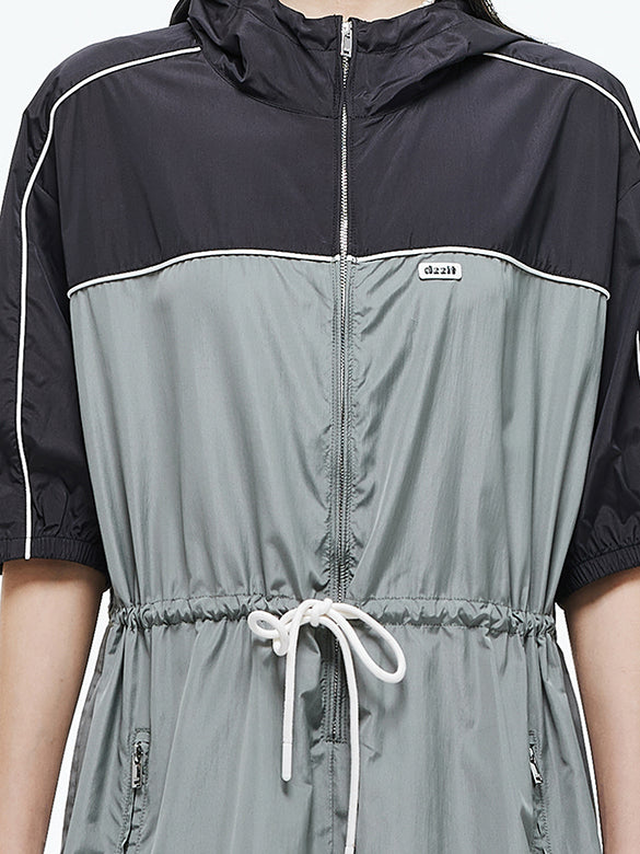 Bi-color Sporty Zipper Dress