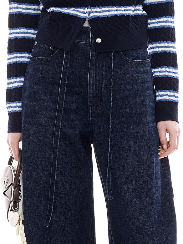 Belted Wide Denim Pants