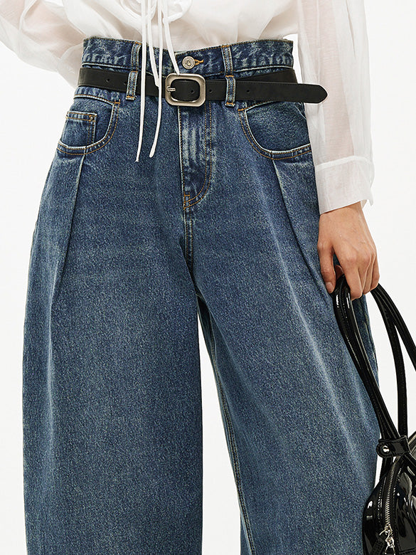 Double Belt Loop High-waist Denim Pants