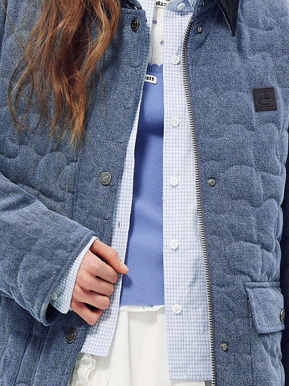 Corduroy Collar Denim Padded Jacket
