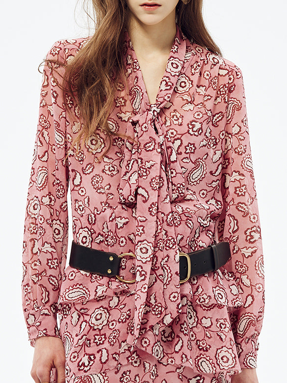 Printed Bow-tie Chiffon Dress