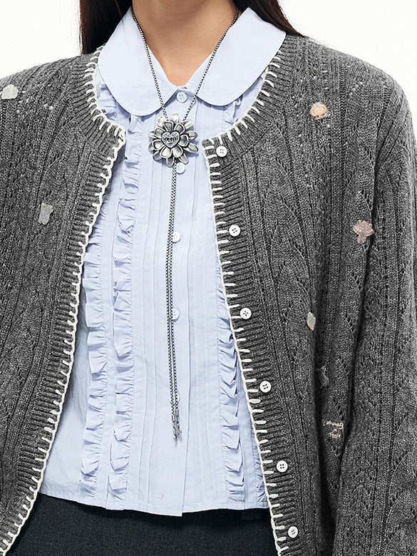 Embroidery Design Knit Cardigan