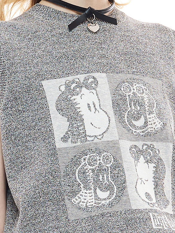 Beads Design Sleeveless Knit Top