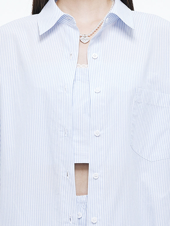 Lace Piping Stripe Shirt
