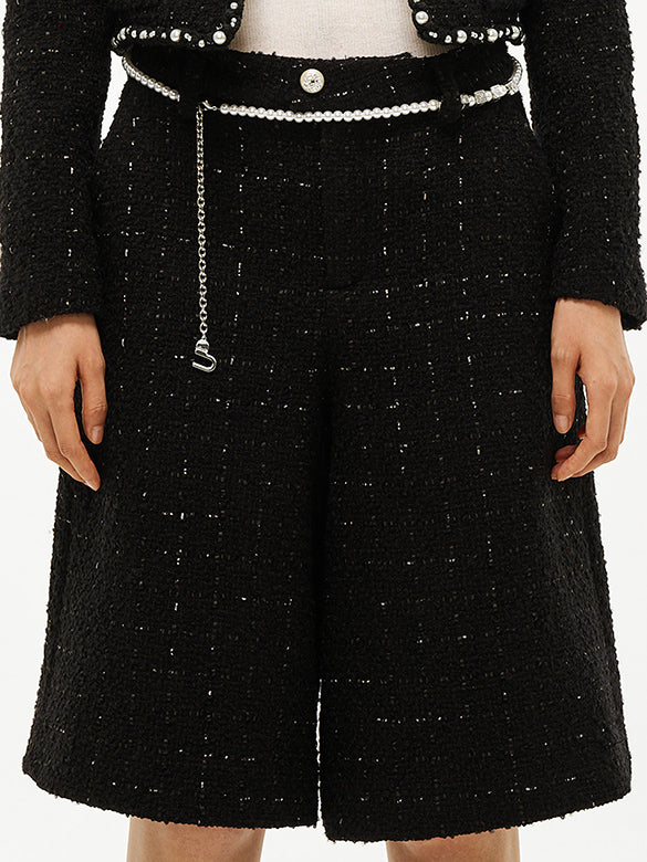 Pearl Belted Tweed Pants
