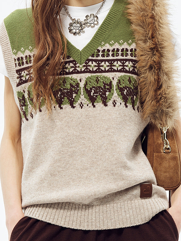 Cat Design Knit Vest