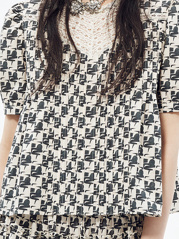 Monogram Printed Blouse