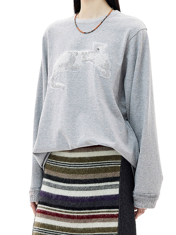 Animal Embroidery Long Sleeves T-shirt