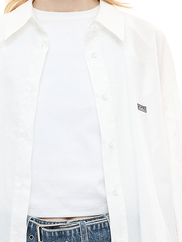 Lace Combination Sleeves Shirt