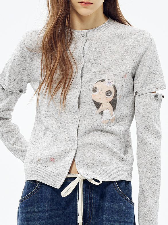 Button Sleeves Knit Cardigan
