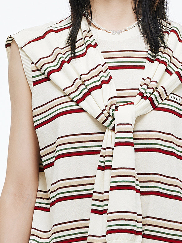 Retro Color Stripe Ensembles Knit