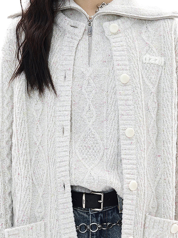 Thin Cable Knit Cardigan