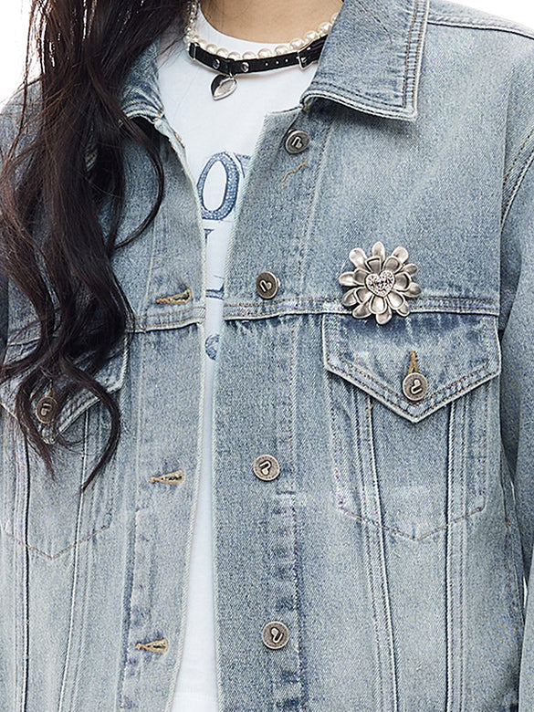 Foil Printed Denim Jacket
