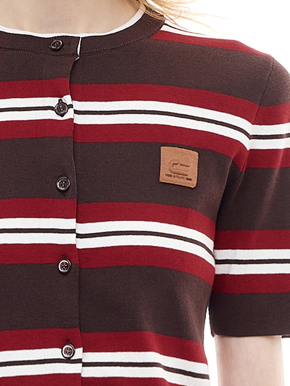 Retro-color Stripe Knit Cardigan