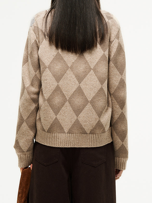 Argyle Knit Cardigan