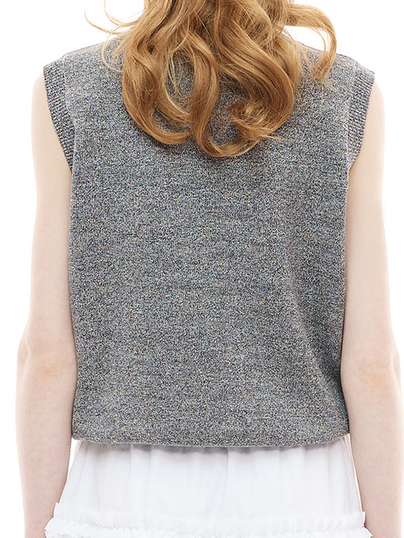 Beads Design Sleeveless Knit Top