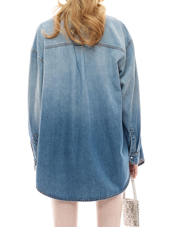 Gradation Color Badge Denim Shirt