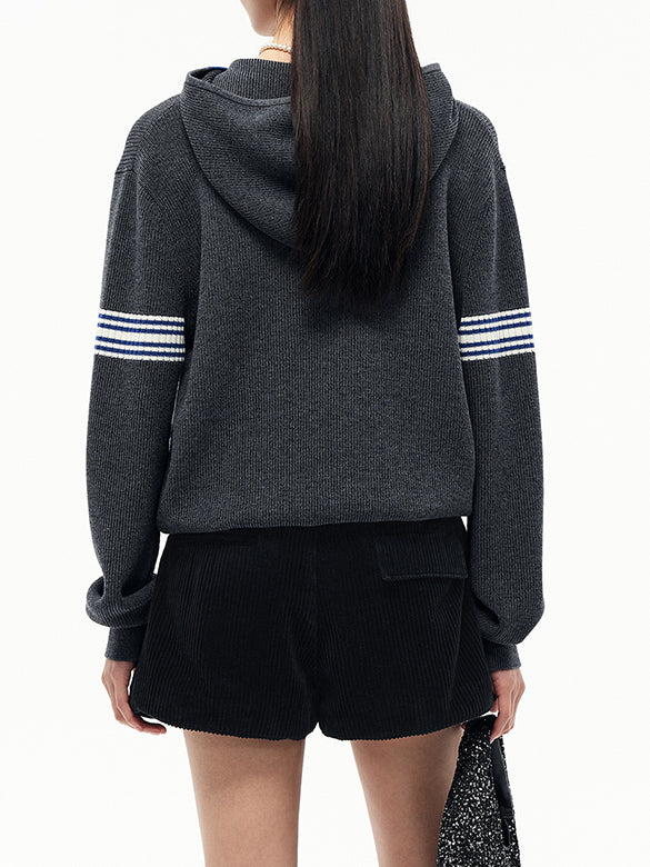 Bi-color Line Hoodie Knit