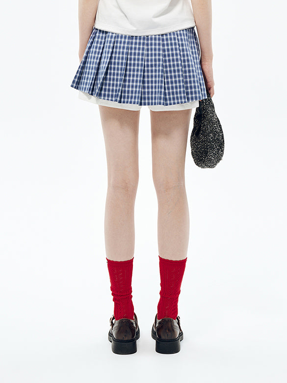 Plaid Belted Skirt