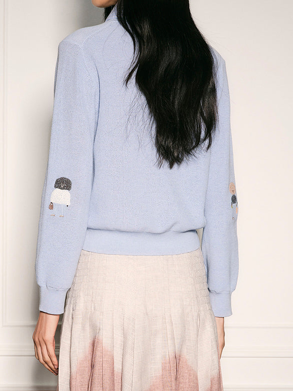 Embroidery Character Collar Knit