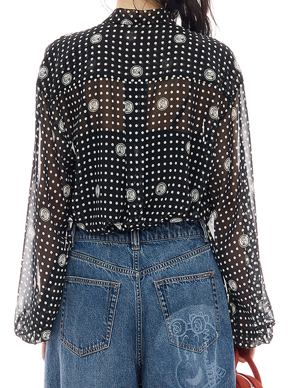 Printed Chiffon Bow-tie Blouse
