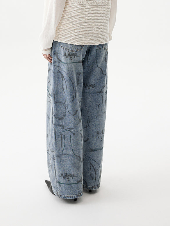 Character Printed Denim Pants