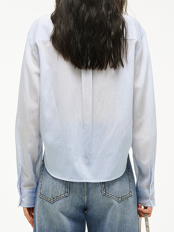 Waist Aperture Drape Stripe Shirt