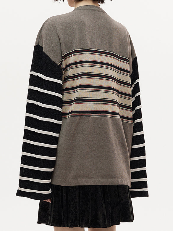 Mixed Stripe Design Knit Top