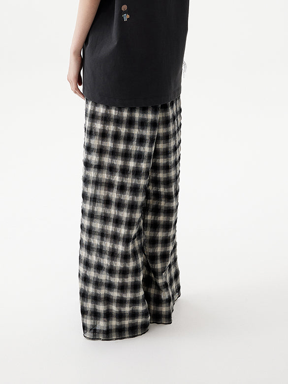 Plaid Wrinkle Easy Pants