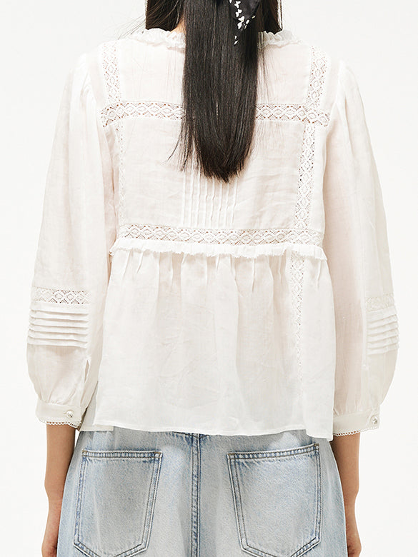 Lace combination Sheer Blouse
