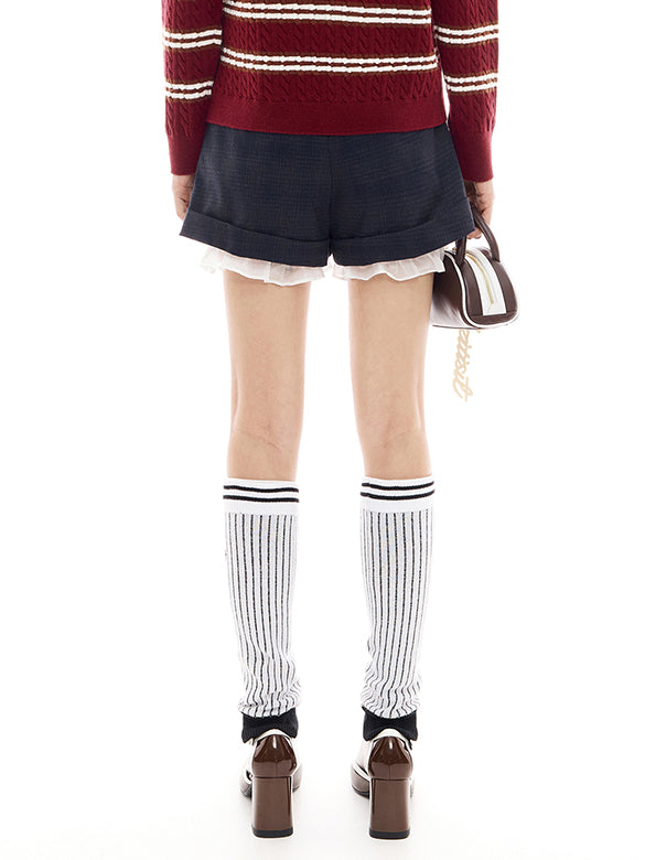 Frill Petti Pants Layered Plaid Short Pants