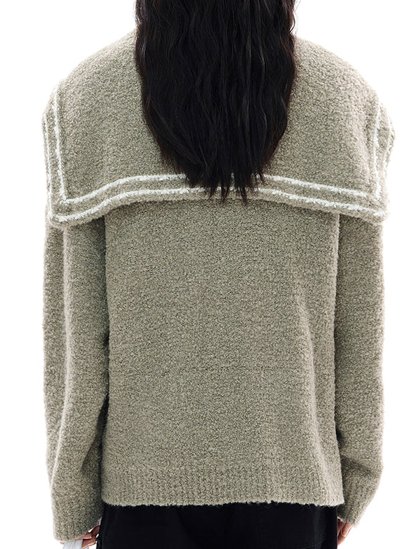 Loop-yarn Sailor Collar Line Knit