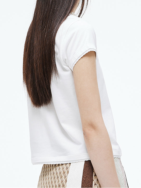Pearl Neckless Combination T-shirt