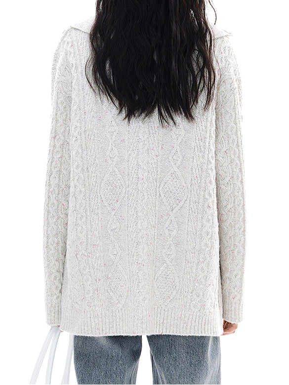 Thin Cable Knit Cardigan