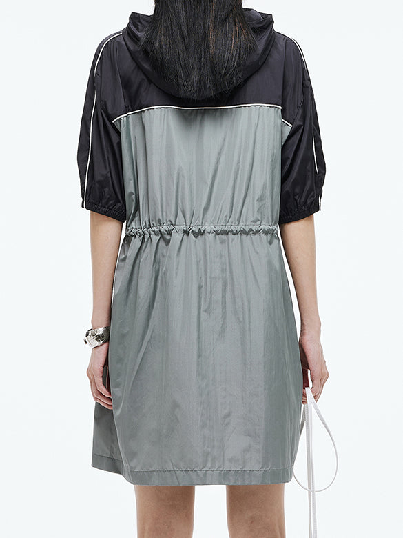 Bi-color Sporty Zipper Dress