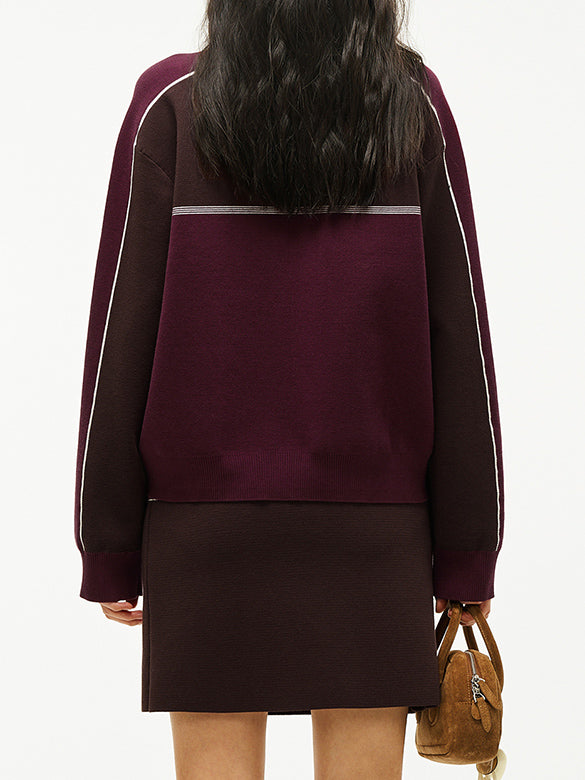 Retro Color Zipper Knit Outer