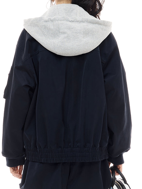 Sweat Hoodie Layered Blouson