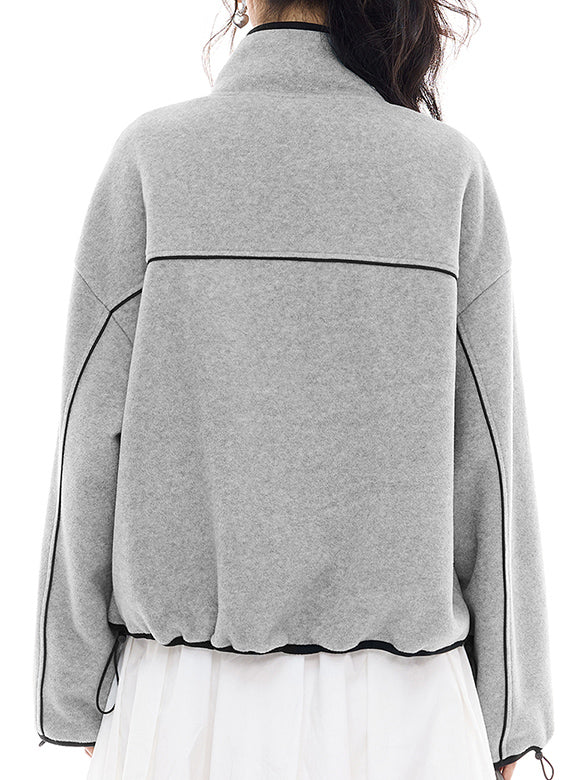 Bi-color Line Zipper Fleece Outer