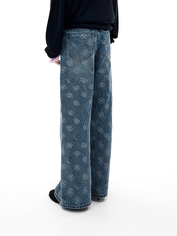 Monogram Design Denim Pants