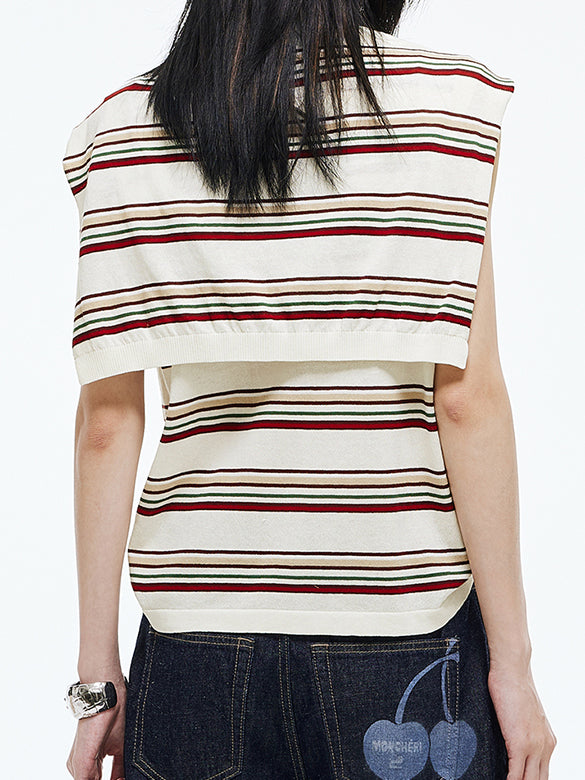 Retro Color Stripe Ensembles Knit
