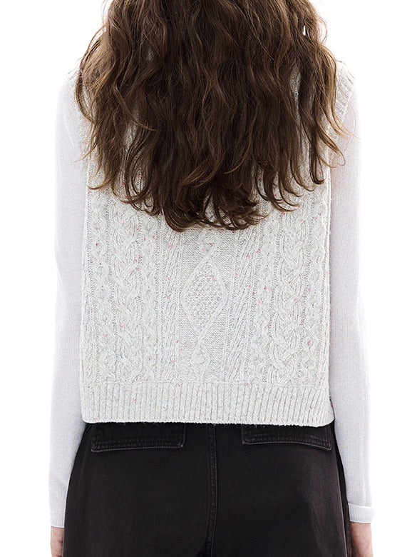 Thin Cable Zipper Sleeveless Knit