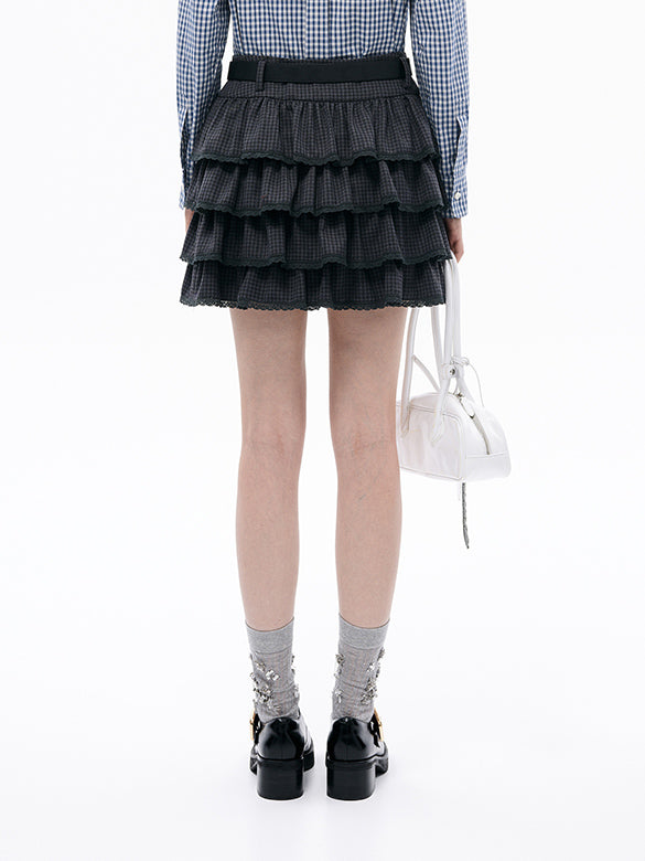 Lace Piping Frill Skirt