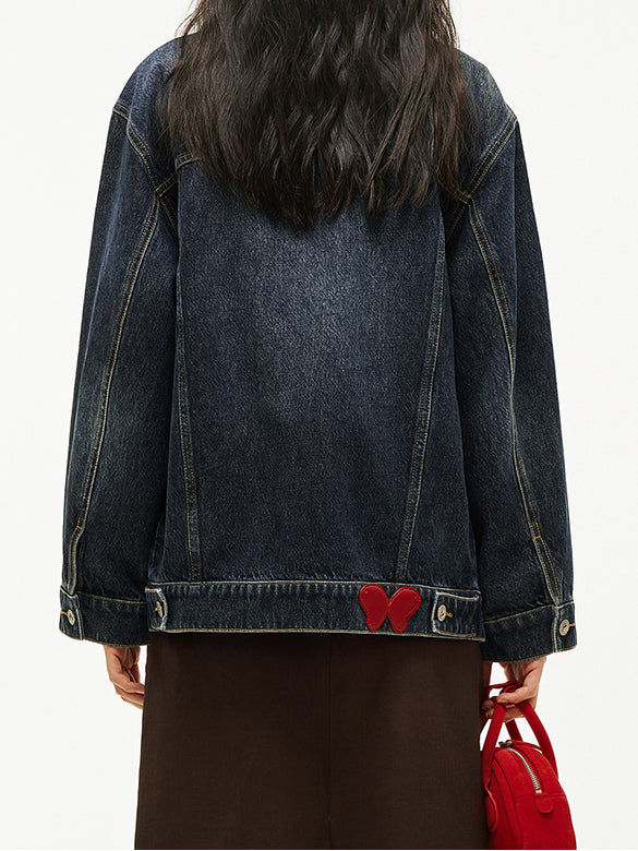 Butterfly Patch Rigid Denim Jacket