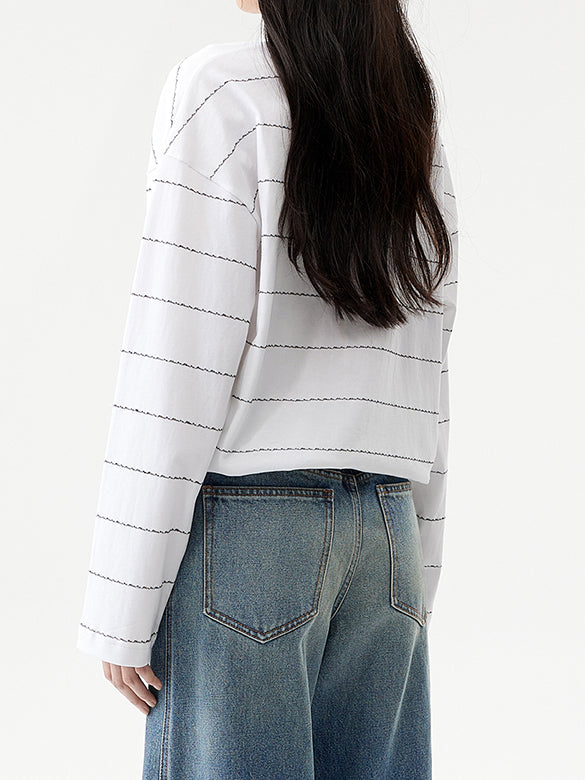 Horse Stripe Long-sleeves T-shirt